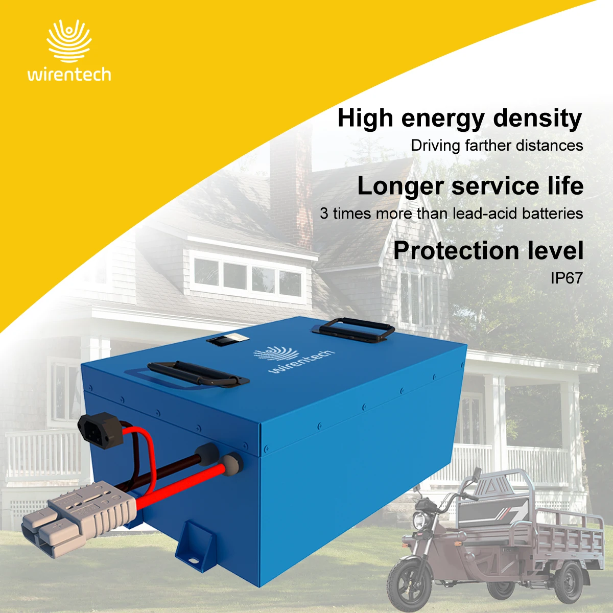 Heavy Duty Car Bike 3 Wheel Vehicle Truck Passenger Batteries Electric Tricycle Cargo 64V 50Ah 76V 52Ah Lithium Ion Battery