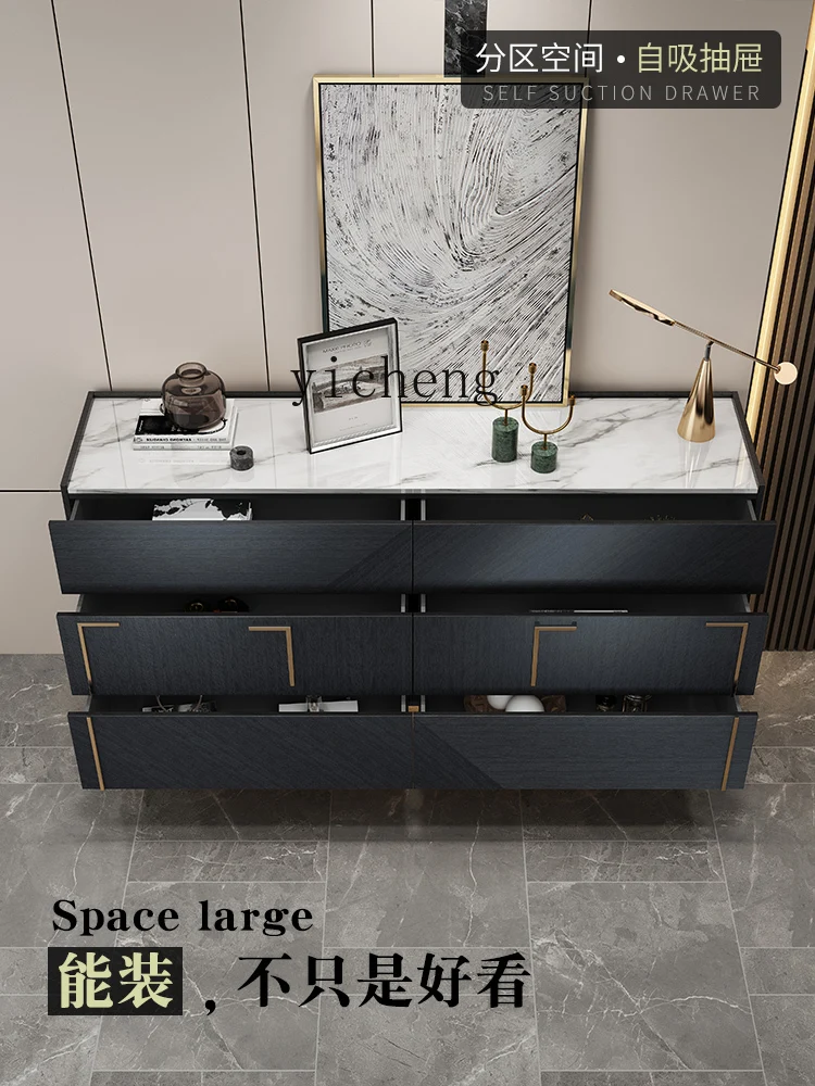 

Simple Luxury Style Entrance Cabinet Solid Wood Storage Chest of Six Drawers Modern Entry Door Living Room