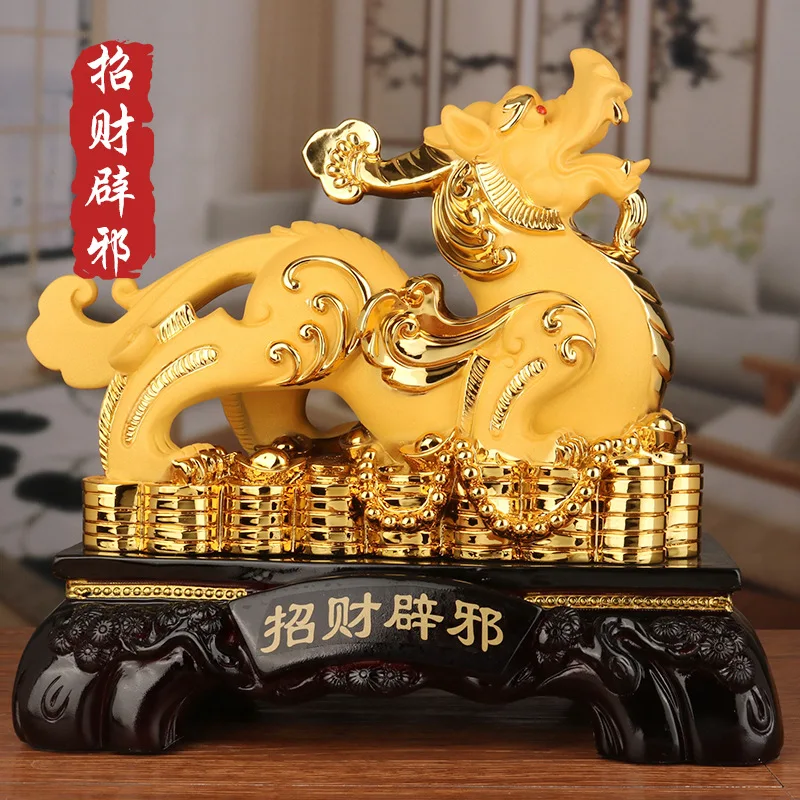 Chinese Lucky Money Pixiu Resin Ornaments Crafts Pixiu Ornaments Sand Gold Resin  Office Home Decoration Creative Gifts