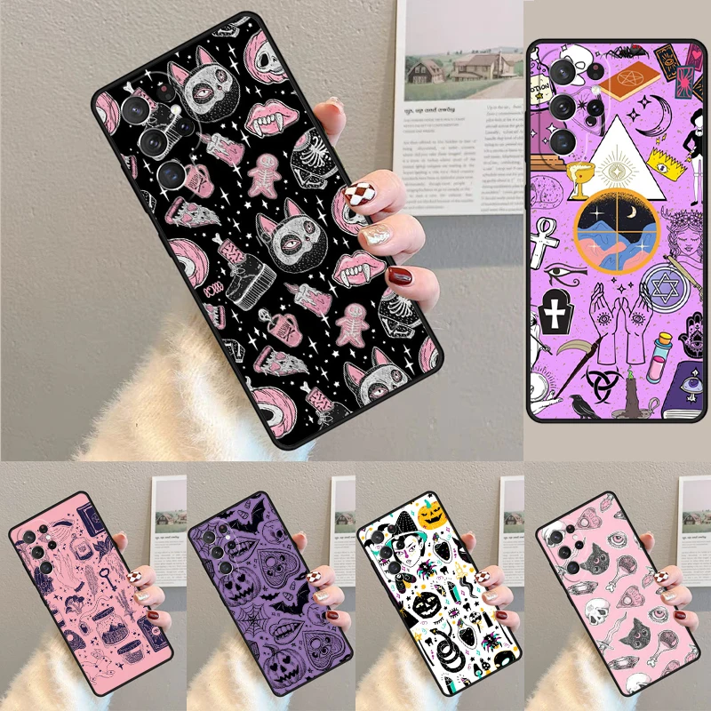 Girly Pastel Witch Goth Silicone Phone Case For Samsung Galaxy note 10 pro S26 S25 S24 S23 S22 S21 Plus S25Ultra Capa Cover