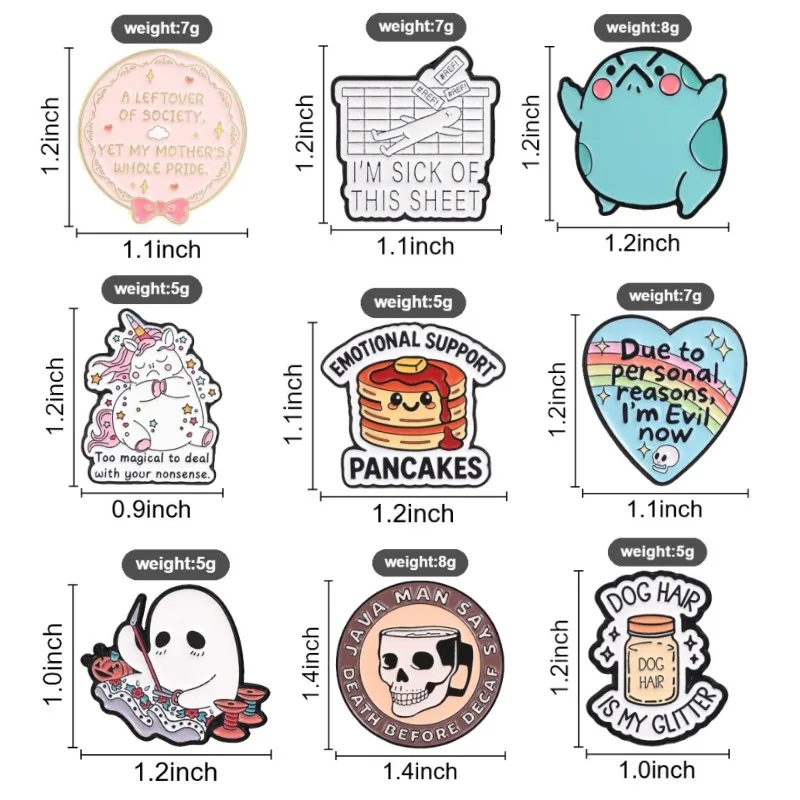 2-10 Stück/Set, Emaille-Anstecknadeln mit Cartoon-Motiv, niedliche Frosch-, Geister-, Skelett- und Lebensmittel-Motive, dekorative Broschen, Set für Rucksack, Geschenk – Detail 1