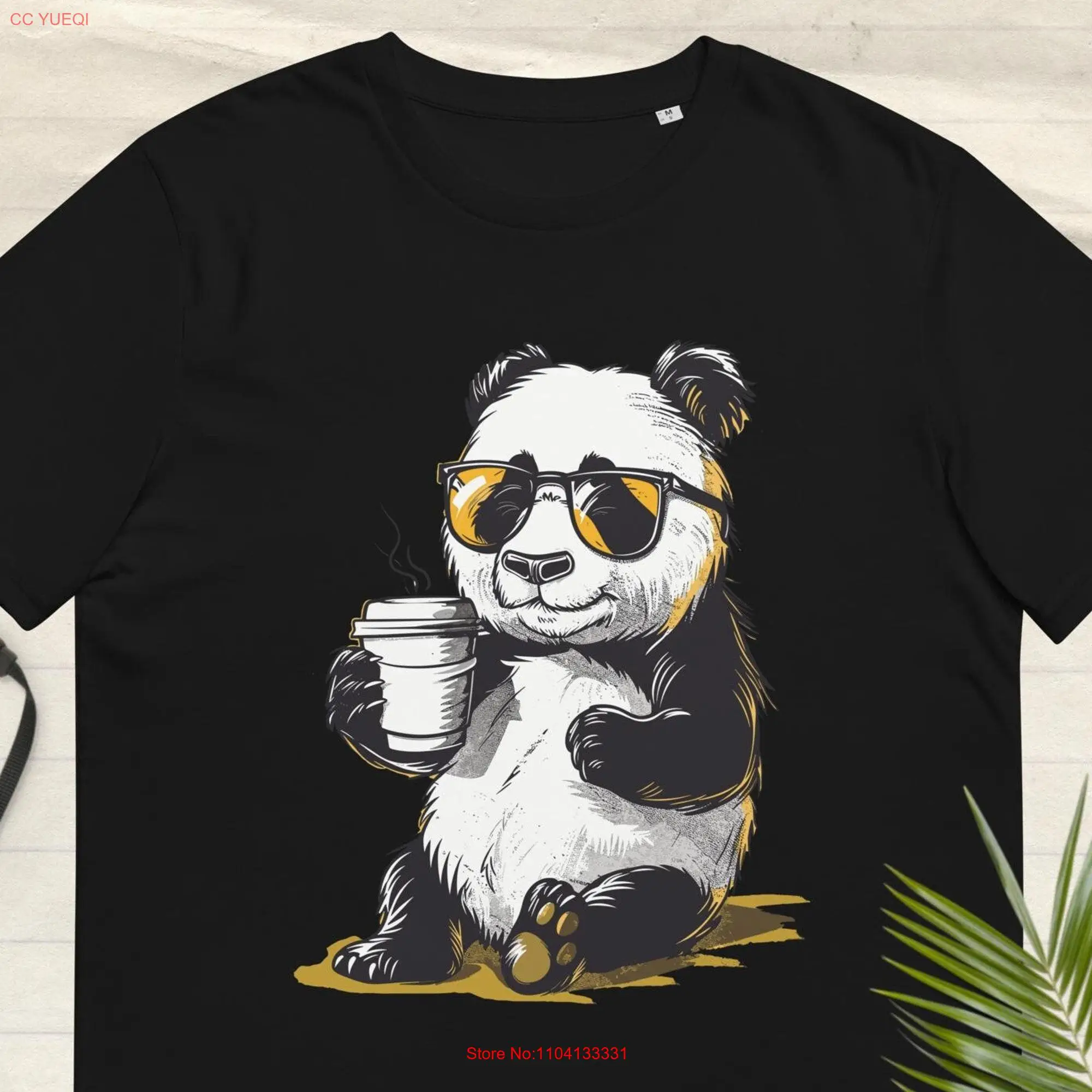 Coffee Lover T shirt Panda Holding Cup for Cool Caffeinated Funny long or short sleeves