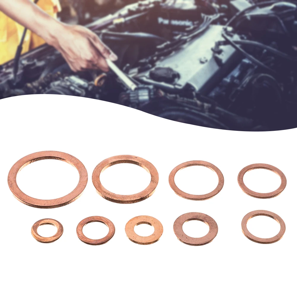 Multi-size Round Copper Washers Practical Sealing Flat Rings Kit For Boat
