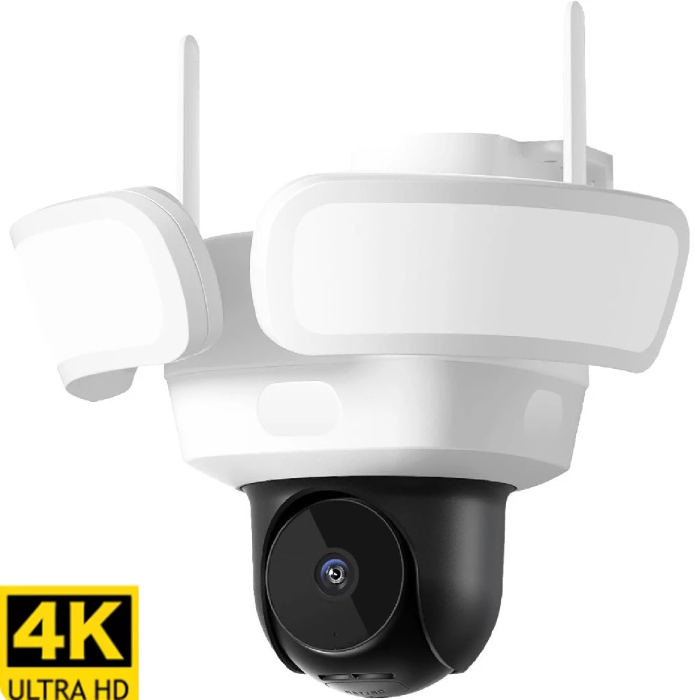 4K Floodlight Camera Wired Security Camera Outdoor 360° Coverage Surveillance 24/7 Recording Motion Detection Color Night Vision