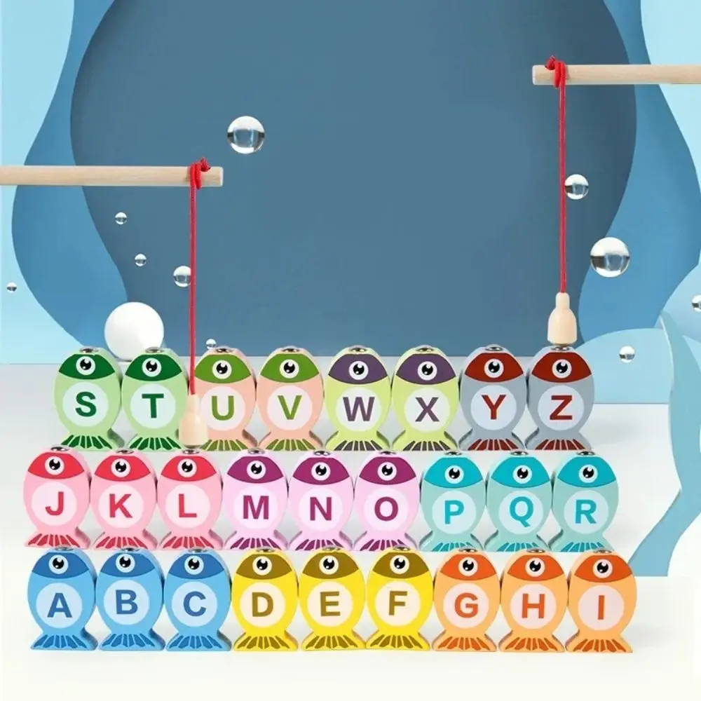 Ocean Fishing Magnetic Fishing Play set Figure Marine Life Cognition Fish Games Alphanumeric Cartoon Magnetic Fishing Toys Gift