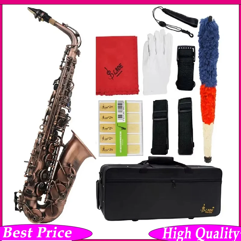 SLADE Saxophone Eb Alto Saxophone Red Antique for Beginners Adults Sax with Cleanning Cloth Reed Strap Glove Parts & Accessory