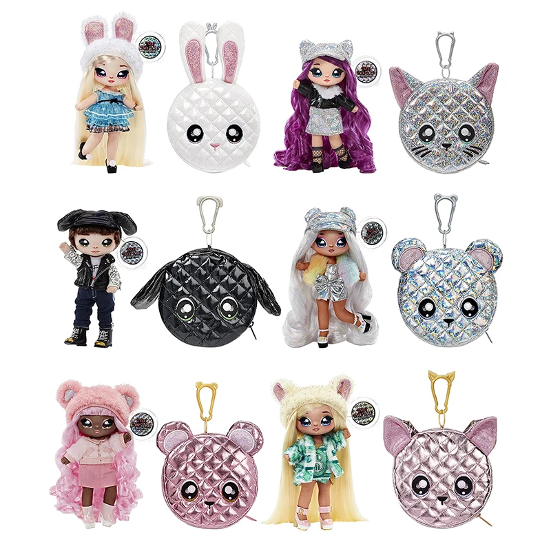 Na Na Na Surprise 2-in-1 Soft Fashion Doll Glam Series Alice Hops Chrissy Diamond with Metallic Purse Girl Dressing Toy Kid Gift