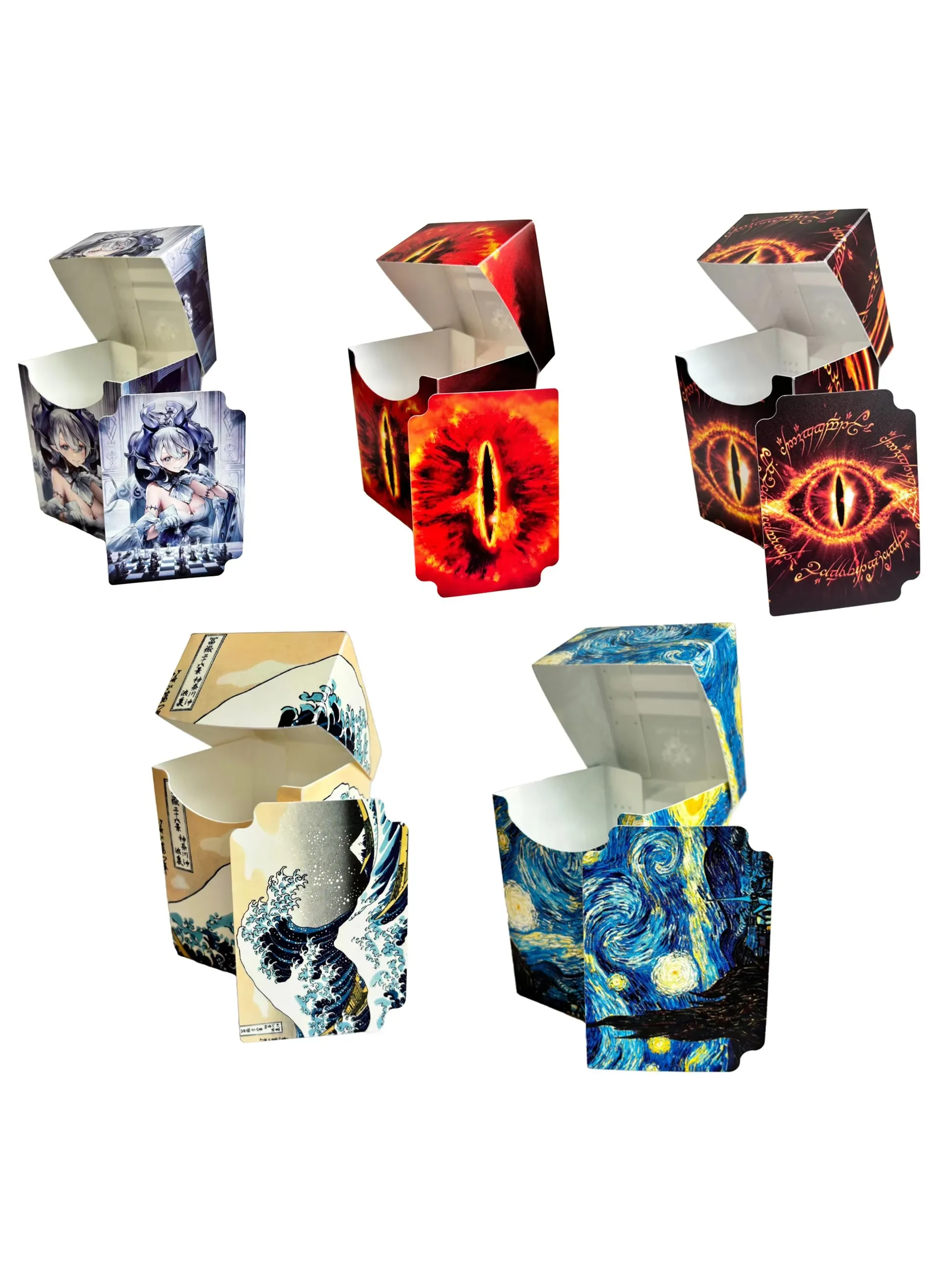 Breite Spielkarten-Sammelboxen: Sternenhimmel-Wellen-Augen-Karten-Deck-Box für 100+ Karten, MTG-Deck-Box mit einem Trenner, Sammlerstück – Detail 1