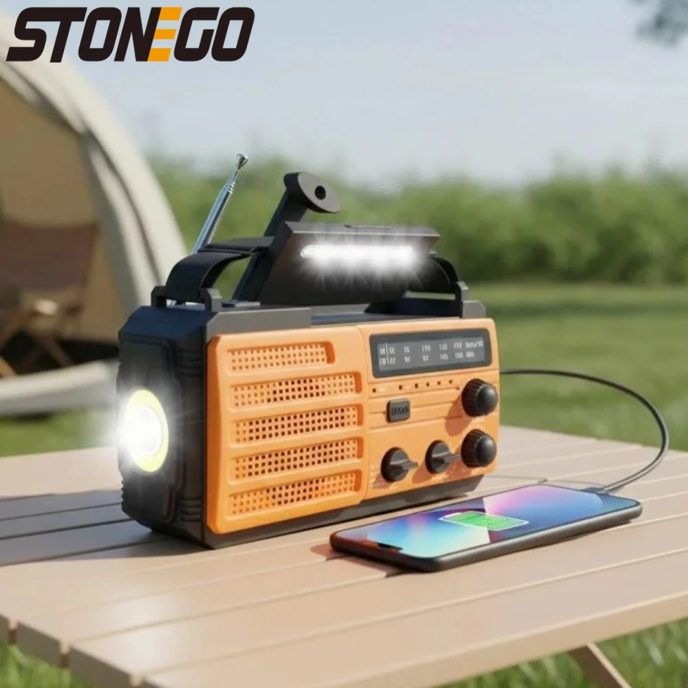 Rechargeable Multifunctional Emergency Flashlight Radio Solar Powered LED Reading Lamp Portable Camping Hiking Survival Gear