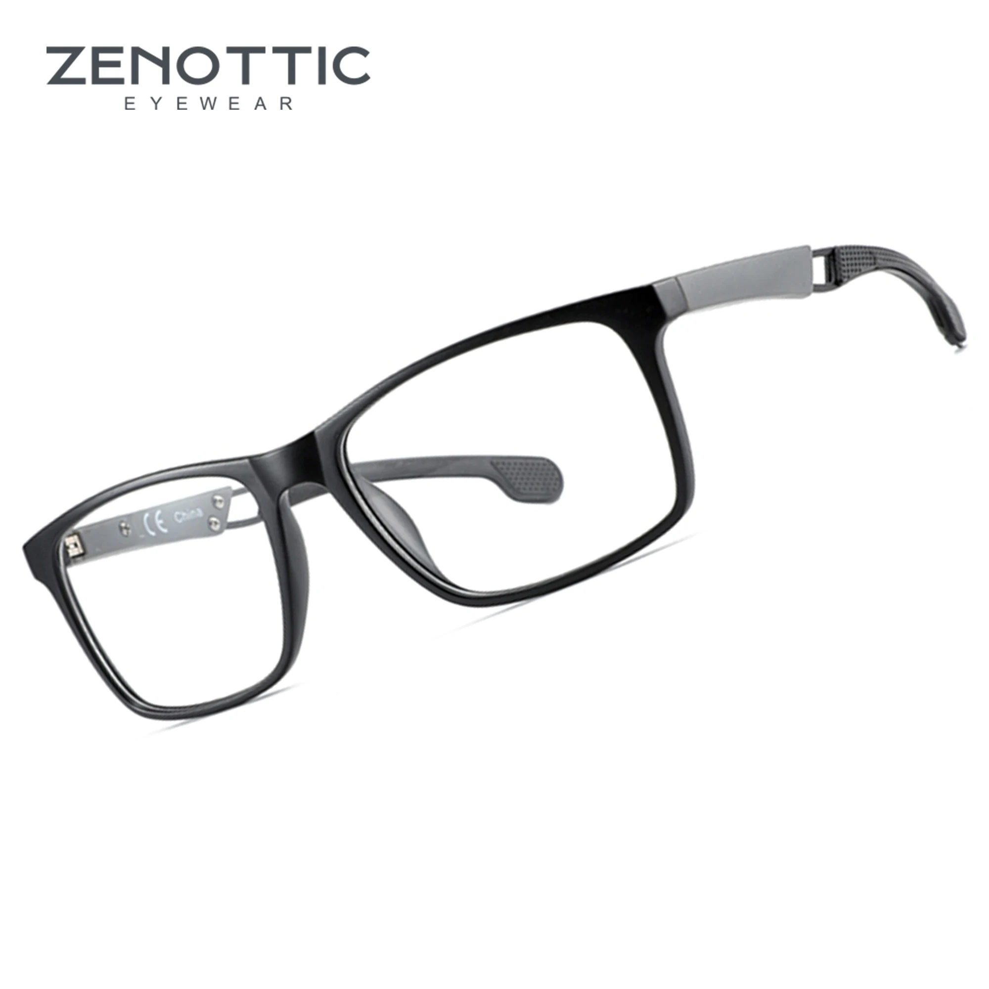 ZENOTTIC Occhiali da vista rettangolari classici Telaio Gamba in gomma Uomo Moda Occhiali senza prescrizione Occhiali sportivi BT8038