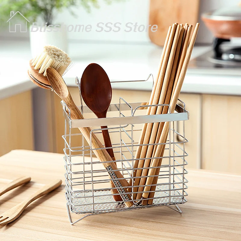 【S】suspension Type Household Stainless Steel Kitchen Cutlery Holder Drainer For Chopstick Forks Spoons Storage Organizer
