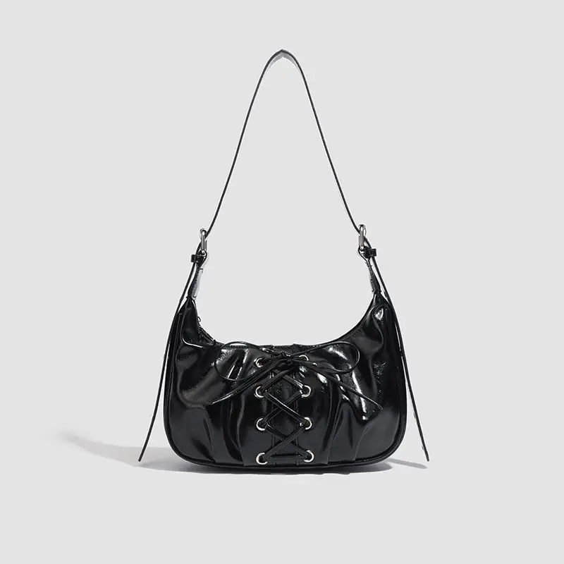 

Hot Girl Bow Design Moon Strap Tote Bag Women Fashion PU Leather Shoulder Bag Ladies Elegant Versatile Style Sweet Handbag 2025