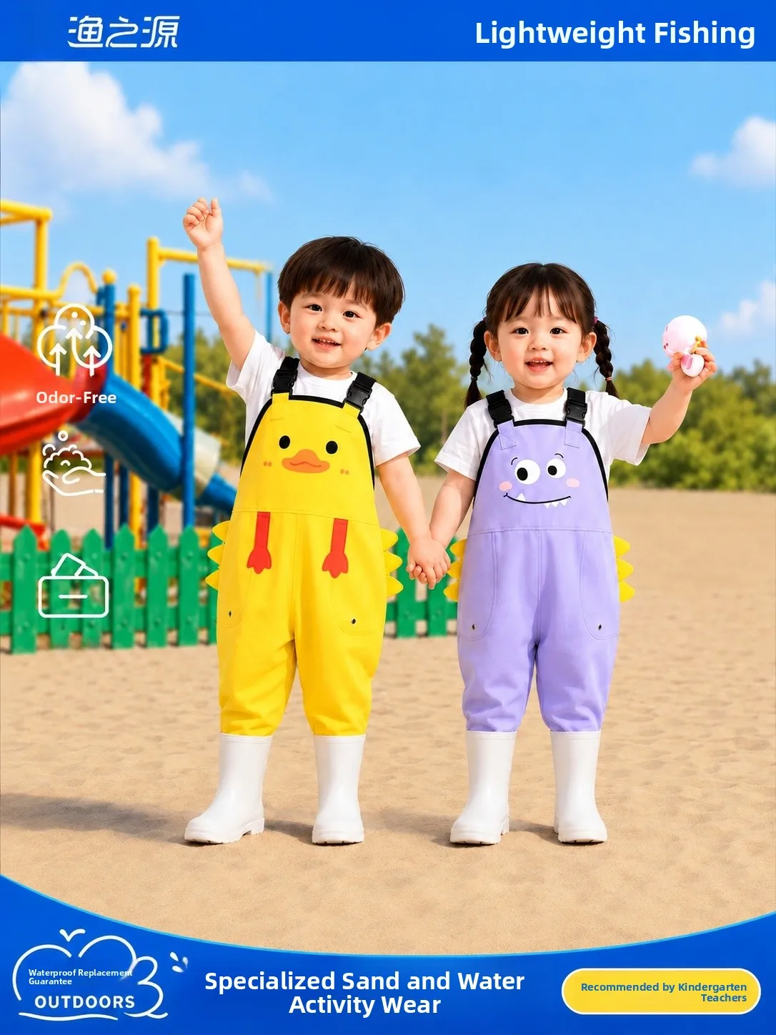 fishing-source-children's-wetsuit-rain-boots-sea-exploration-suit-baby-water-play-clothes-surfing-pants-jumpsuit-rain-shoes