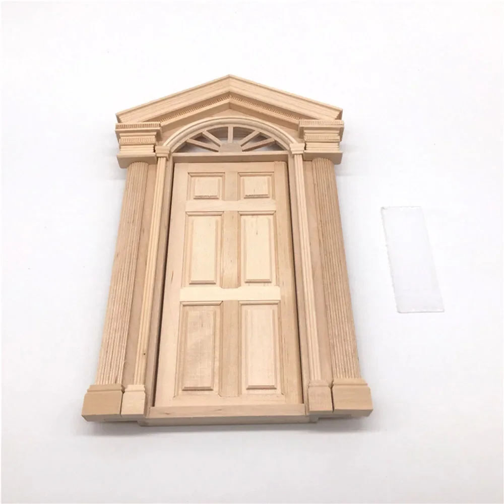 1/12 Poppenhuis Miniatuur Accessoires Mini Houten Zon Deur Simulatie 6 rooster Deur Model Speelgoed voor Poppenhuis Decoratie