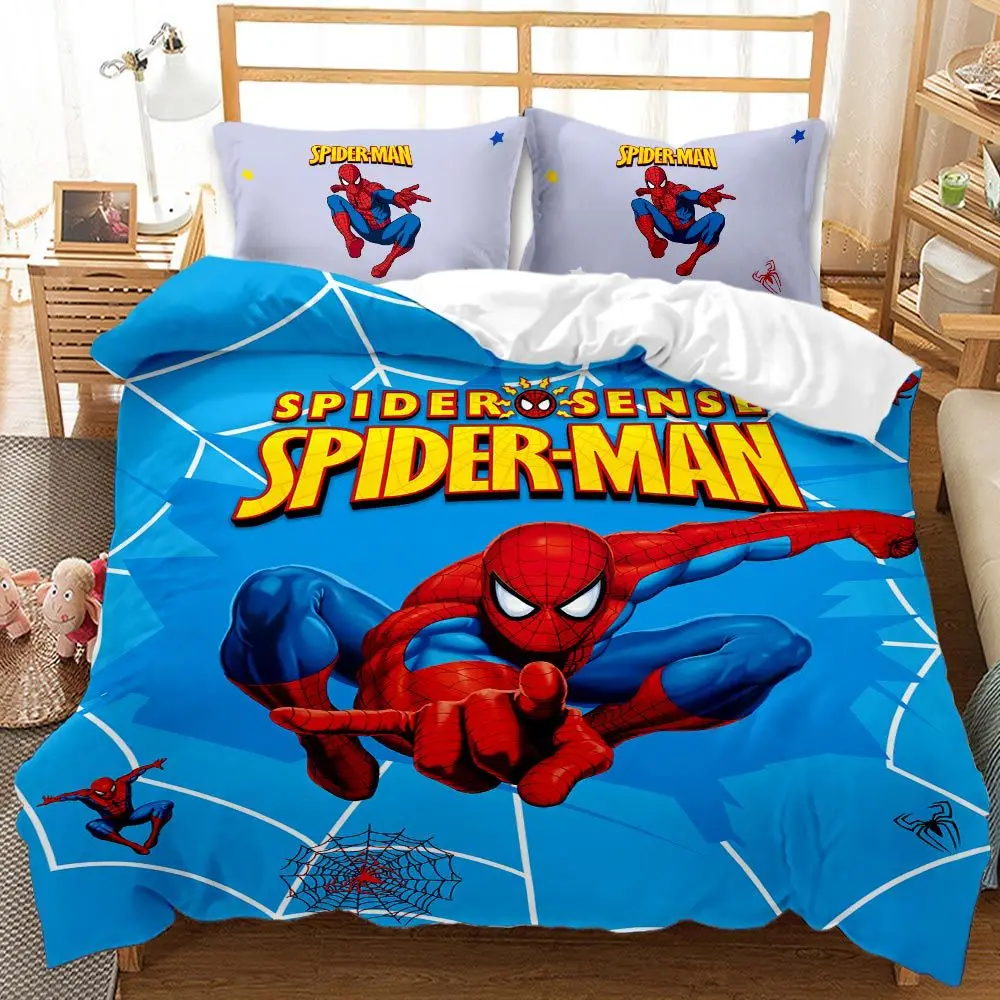 Disney Marvel Cartoon Spiderman Quilt Duvet Cover Sets Bedding Set Childrens Boy Christmas Birthday Gift Dropshipping