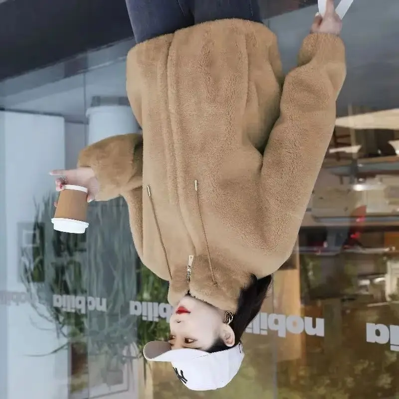 

Осень-зима 2021, новая куртка, женская двусторонняя флисовая теплая стеганая куртка, женский повседневный кардиган с воротником-стойкой, верхняя одежда, женские топы