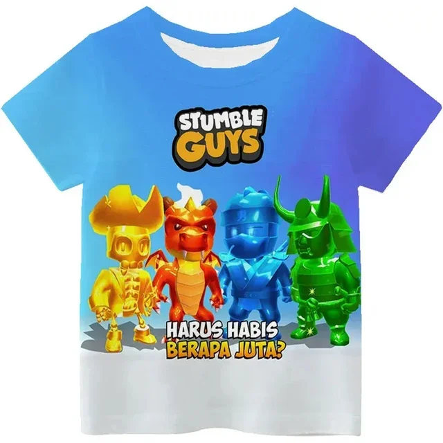 Stumble Guys Game Printed Kids T Shirt Children Clothing From 4 To 14 Years Tees Casual Tops Clothing For Girls Boys Tshirt 2024