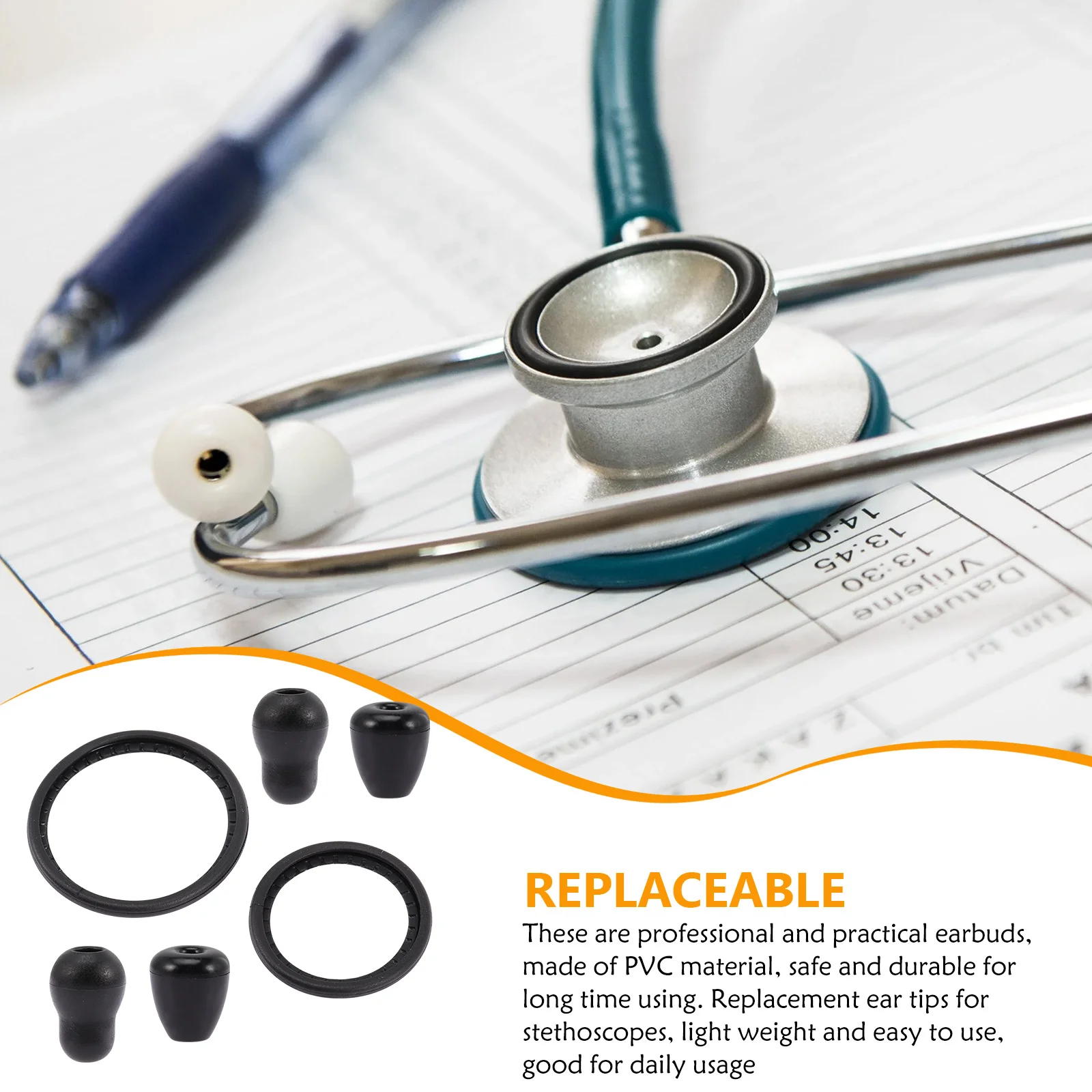 

2Sets Stethoscope Ear Tips PVC Replacement Comfortable Soft Sealing Earbuds for Accessory Replacement