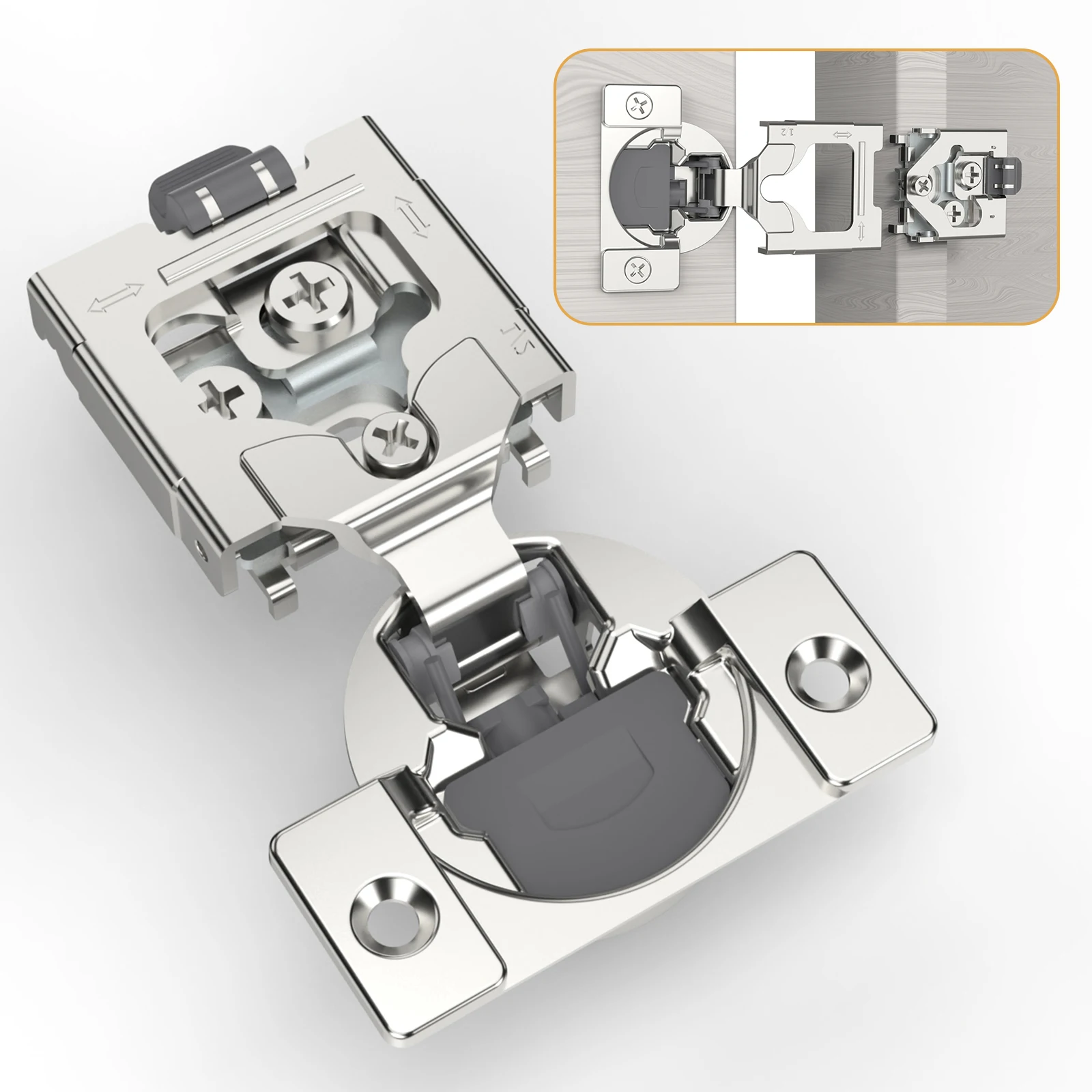 

Viladepot Removable Hinges 1/2 inch Overlay Soft Close Kitchen Cabinet Hinges Satin Nickel Hidden Hinge Stainless Steel