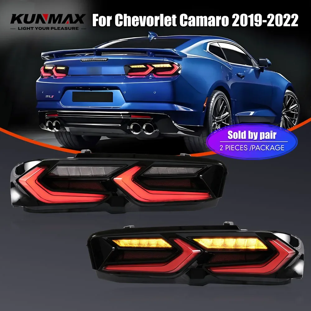 Pair Of LED Tail Lights For Chevorlet Camaro 19-22 DRL Reverse Brake Turning Signal Plug And Play Car Rear Tail Light Assembly