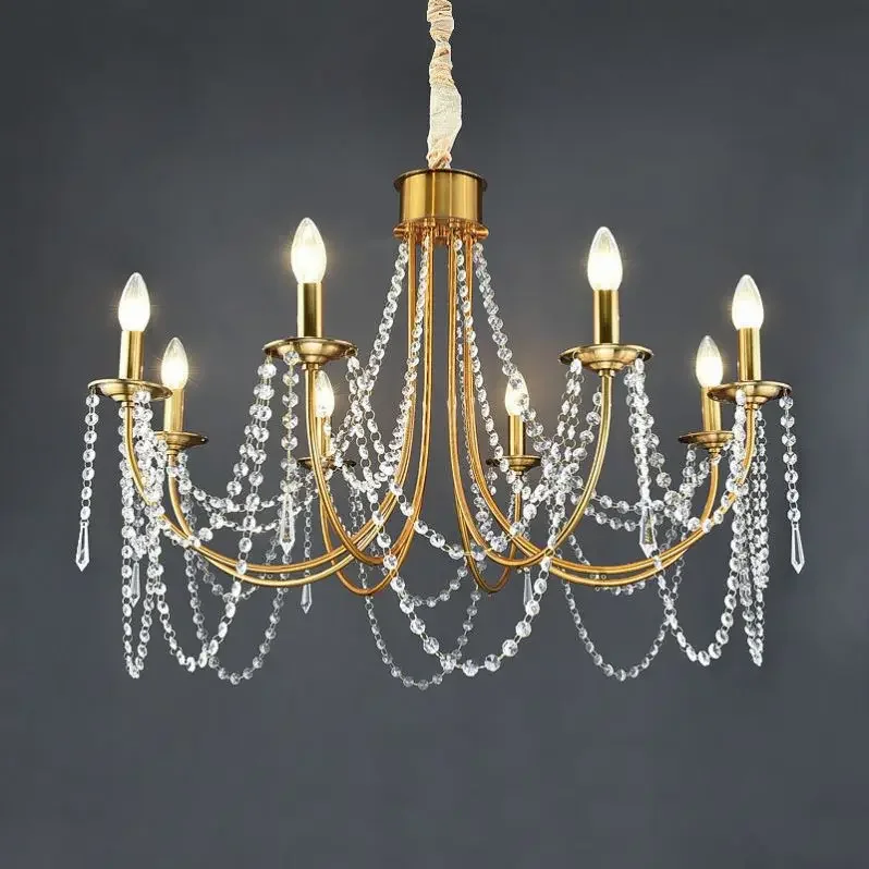 

GHJUYIOL American minimalist crystal living room chandelier bedroom dining room home atmospheric lighting fixtures