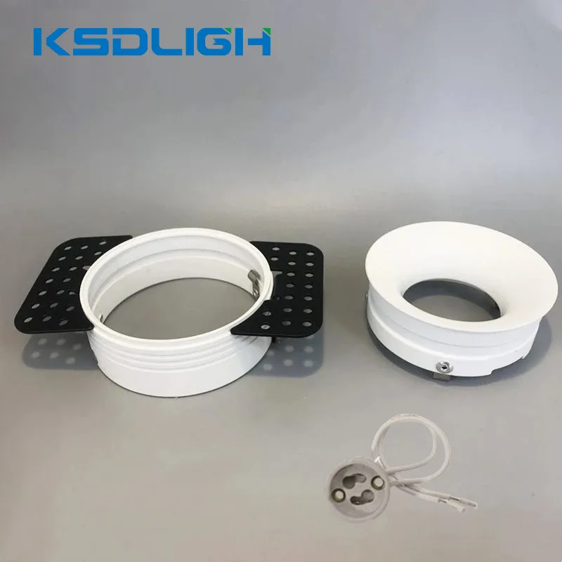 GU10 MR16 Embedded Borderless Lamp Holder Round Ceiling Downlight Led Spot Light Frame Fixture Socket Base Accessories