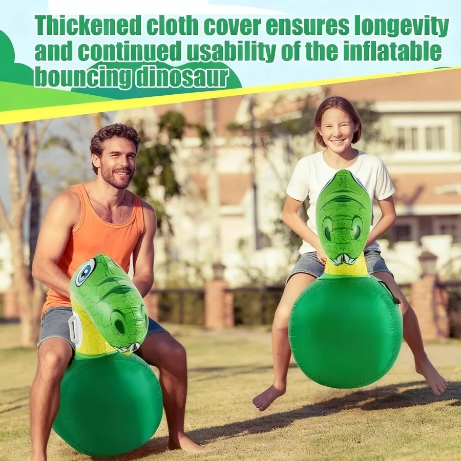 4 قطع لعبة قفز ديناصور عملاقة قابلة للنفخ مقاس 51 بوصة للركوب على الحارس لهدايا حفلات أعياد الميلاد تدعم ما يصل إلى 250 رطلًا مشرق C