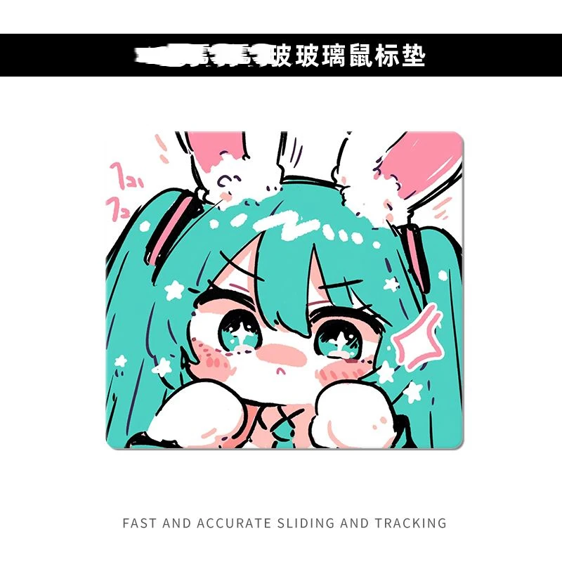 

Anime Girl Bunny Glass Mouse Pad without Locking Edge Mouse Pad Simple Pad Student Computer Laptop Table Mouse Mat