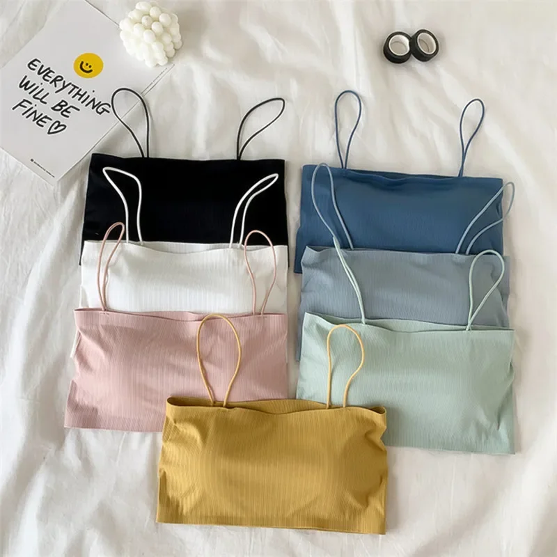 Atasan Bra Seksi Atasan Tabung Selempang Wanita Bantalan Dada Bersirkulasi Pakaian Dalam Tanpa Tali Blus Atasan Tabung Pita Pengikat Rambut