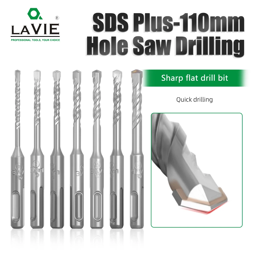 LAVIE-Marteau électrique SDS Plus, jeu de forets, mur de béton, brique, nuit, circulation de trou, propositions de scie, 110mm, 4mm, 5mm, 6mm, 5