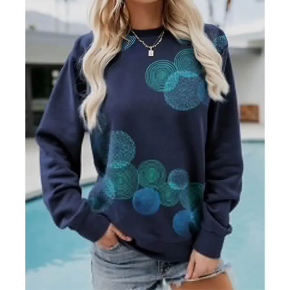 À la mode décontracté rétro motif géométrique col rond chemise pulls confortable velours à manches longues pull hiver pour les femmes