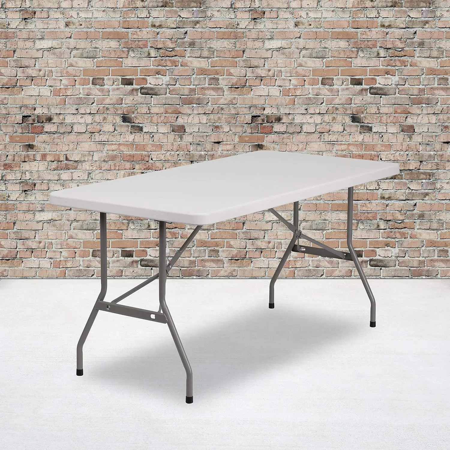 5-Foot Granite White Plastic Folding Table - Banquet/Event Folding Table