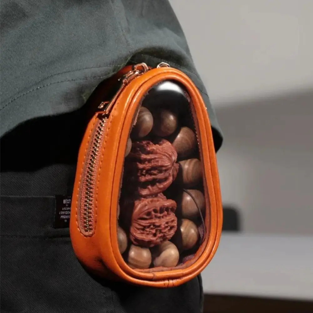 

Leather Material Portable Jewelry Bag Retro Style Transparent Design Jewelry Organizer Bag Organizer Function Portable Size