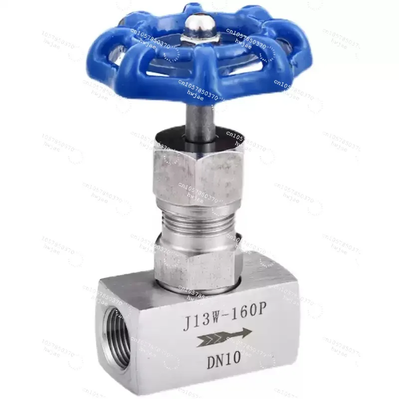 Stainless steel threaded needle valve J13W-160P internal thread high pressure gauge valve globe valve 4, 6 points, 1 inch.