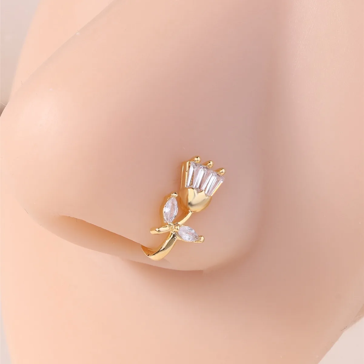 Eleganter & Tulpenförmiger Nasenring & Clip - Nicht-Piercing Nasenpiercing-Accessoire mit Clip-On-Design, Hypoallergener Nicht-Piercing Schmuck