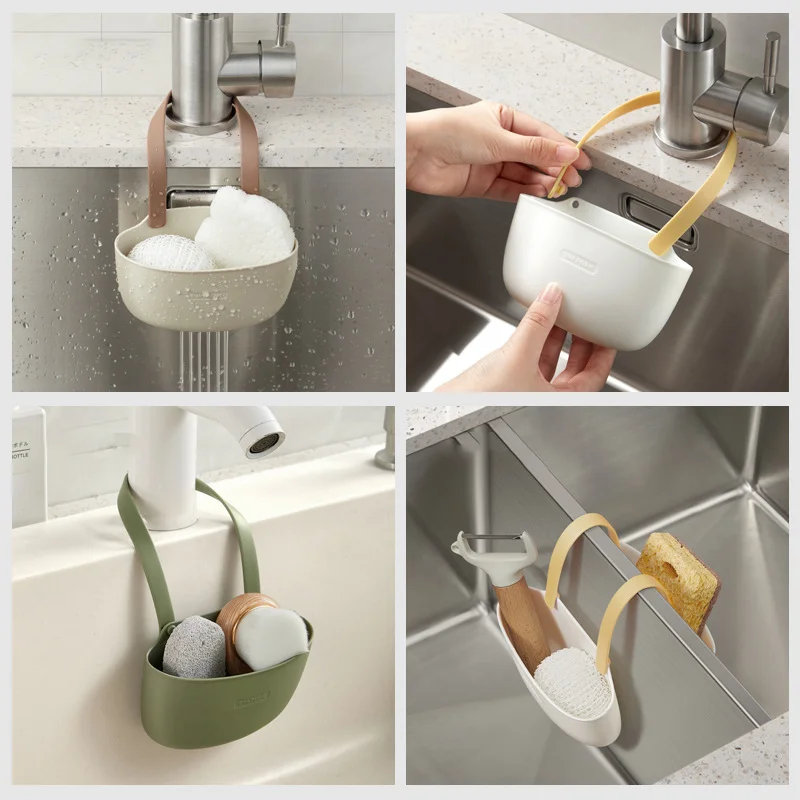 Kitchen Sink Holder Hanging Drain Basket Soap Sponge Organizer Single Double Layer Bathroom Hanging Storage Basket Kitchen Tools