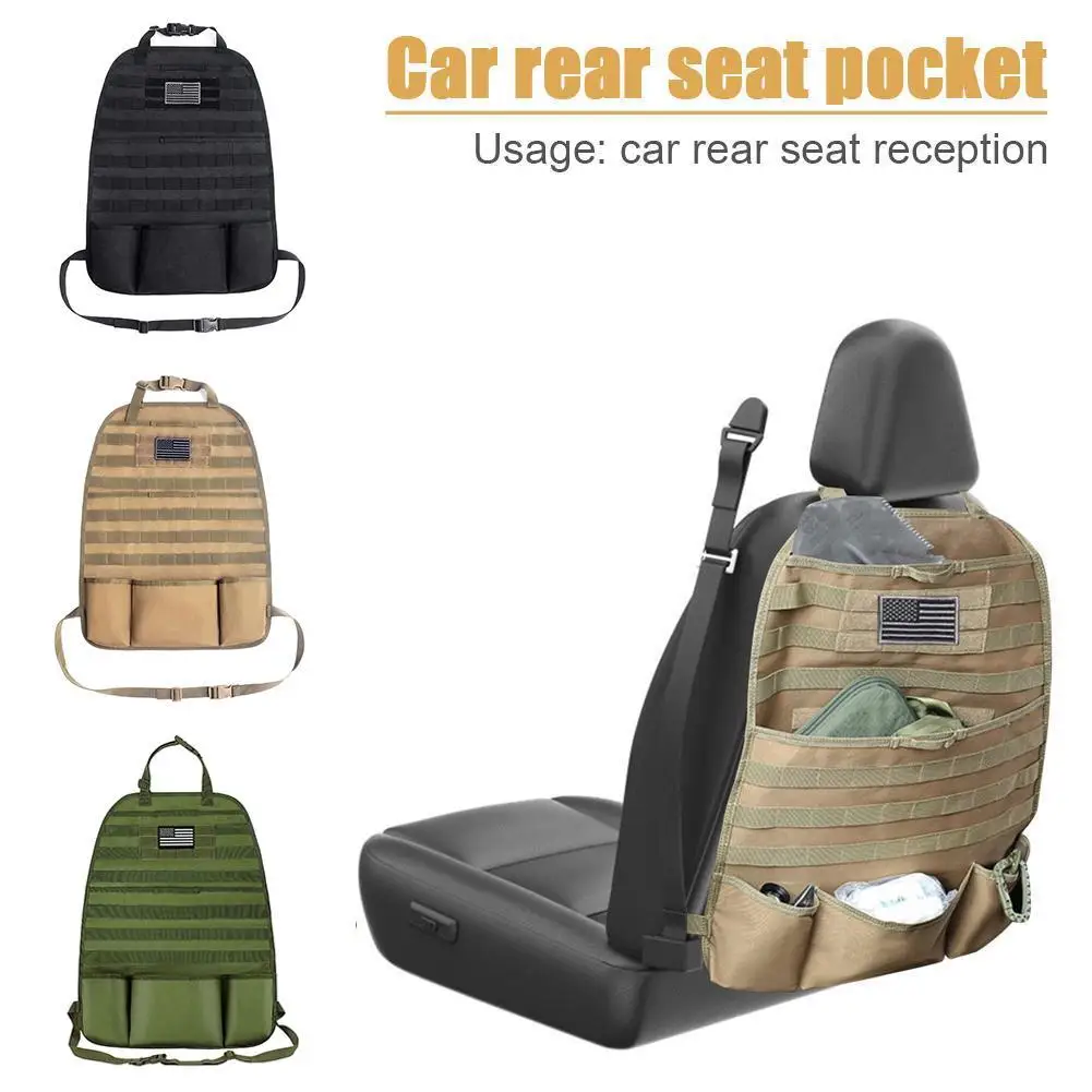 Universal Car Upgrade Tactical Molle Car Seat Multi Organizer Seat Storage Pocket Protector Bag Cover Nylon Q0D1