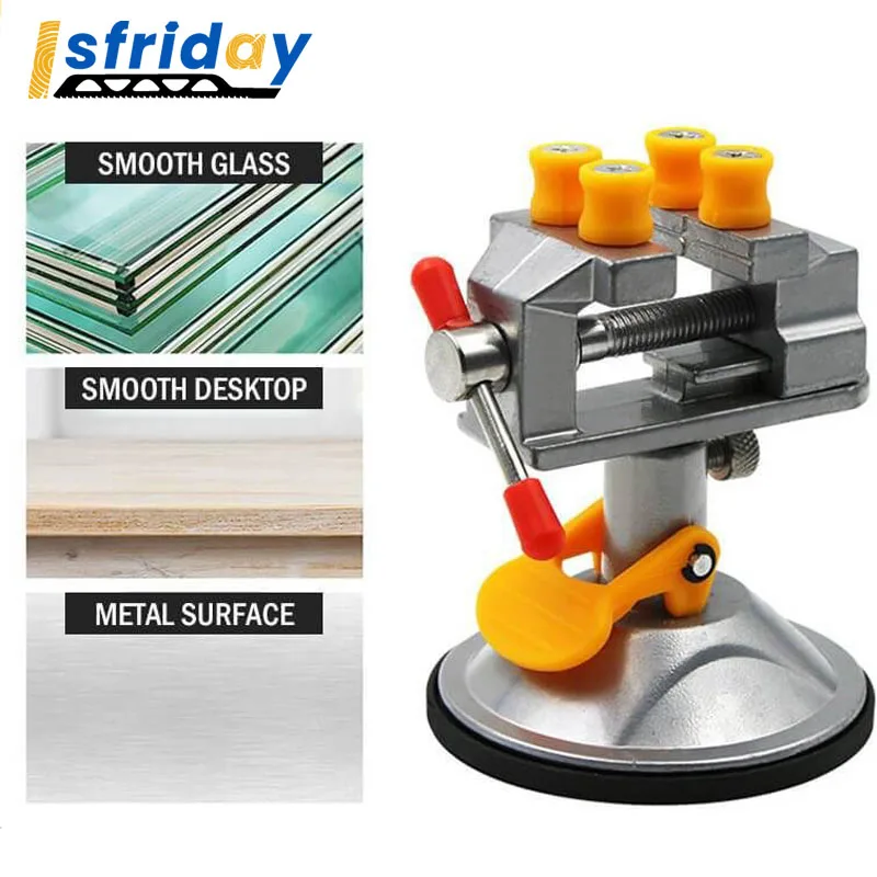Mini Adjustable Fixed Electric Small Table Bench Vise 360° Rotatable Grinder Rotary Hand Drill Suction Cup Fixed Frame Hand Tool