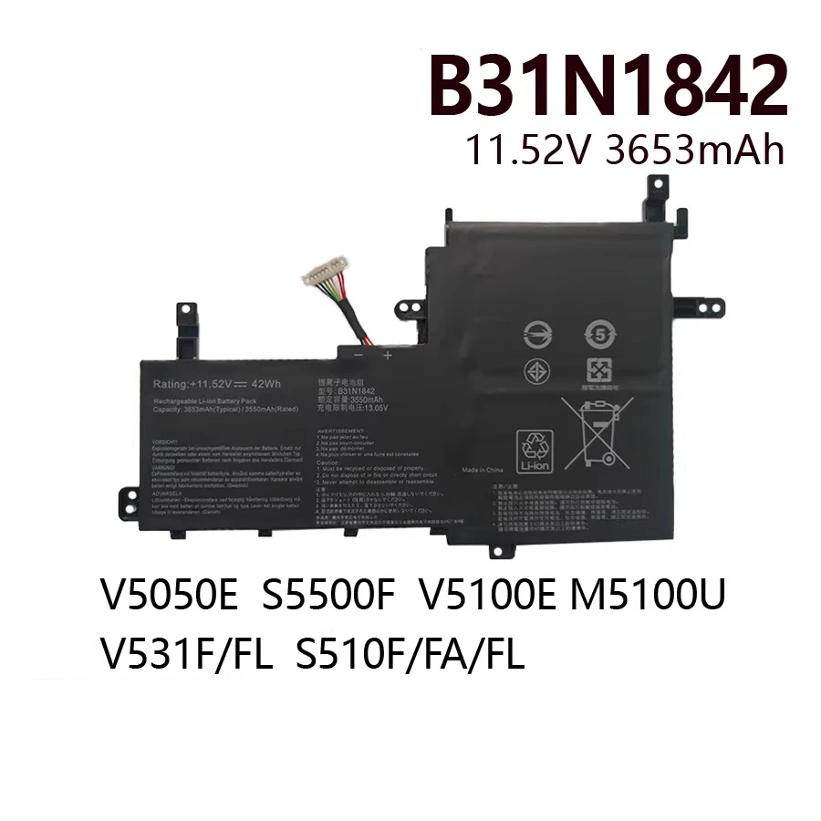 

For asus s5500f v5050e v5100e m5100u s531f c/b31n1842 computer battery