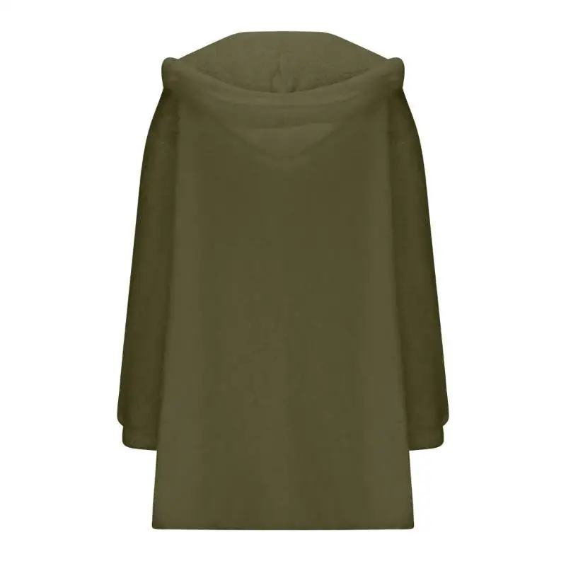 سترة نسائية 652F كبيرة الحجم من القطيفة كاجوال بغطاء للرأس معطف شتوي مريح من جلد الخراف #5