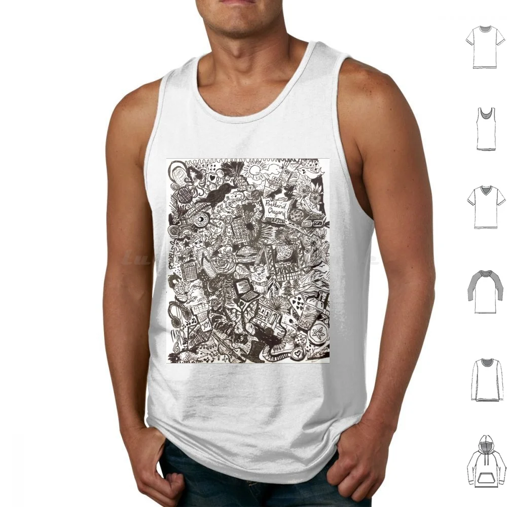 Portland verano camisetas sin mangas de tinta a mano alzada estampado algodón Portland Doodle Oregon tinta Local Donut Pdx Pacific City Bridge