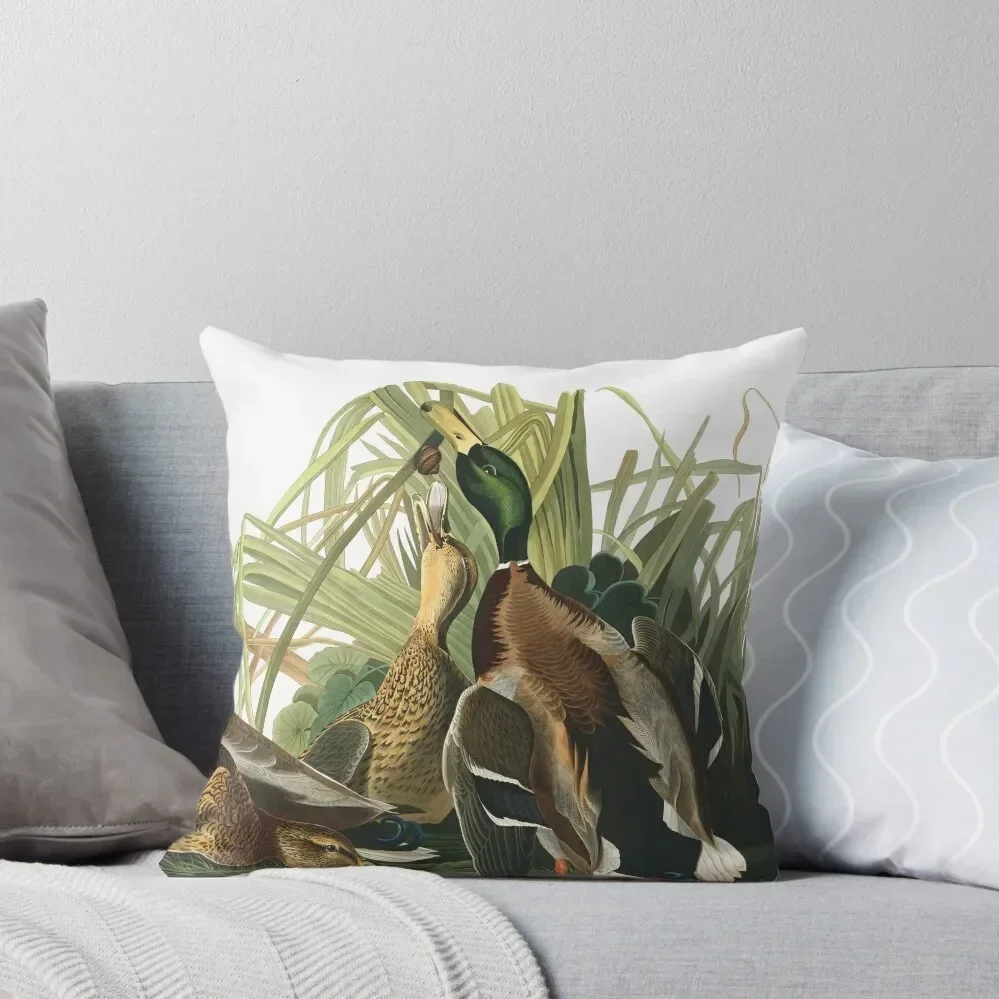 Mallard Duck - John James Audubon Throw Pillow pillow cover christmas Sofa Cushion Cover Ornamental Pillow