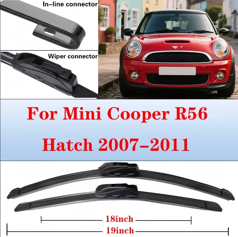 

For Mini Cooper R56 Hatch 2007-2011 2008 2009 Wiper Front Wiper Blades Windshield Windscreen Window Brushes 19"+18"