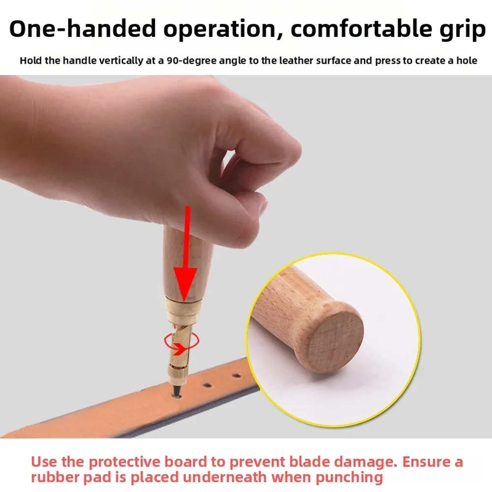 DIY Leather Punch Rotary Perforator 6-piece Belt Punch Automatic Belt Punch Replaceable Multi-head Belt Perforator ﻿