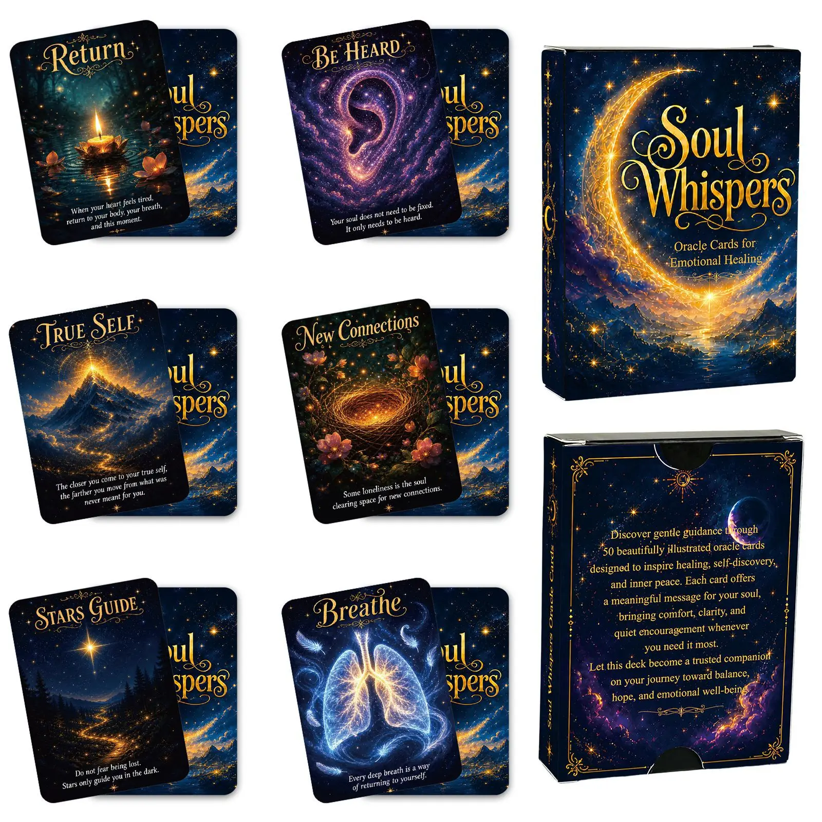 New 50 Piece Starlight & Woodland Oracle Cards Interactive Divination Tarot Game for Parties & Spiritual Guidance