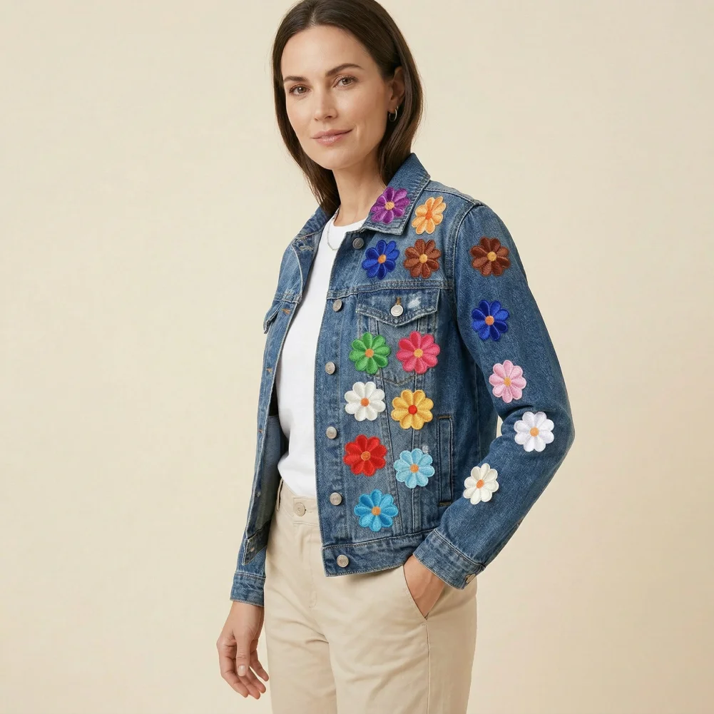 Parches de Margaritas Bordadas, 12 Piezas, Apliques Termoadhesivos para Ropa, Chaquetas, Bolsos, Sombreros, Jeans, Reparación y Decoración DIY