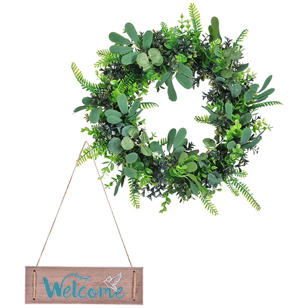 

1 set Wooden Hanging Front Hanging Welcome Door Wreath Artificial Leaf Wreath Spring Door Front Garland Natural Leaves