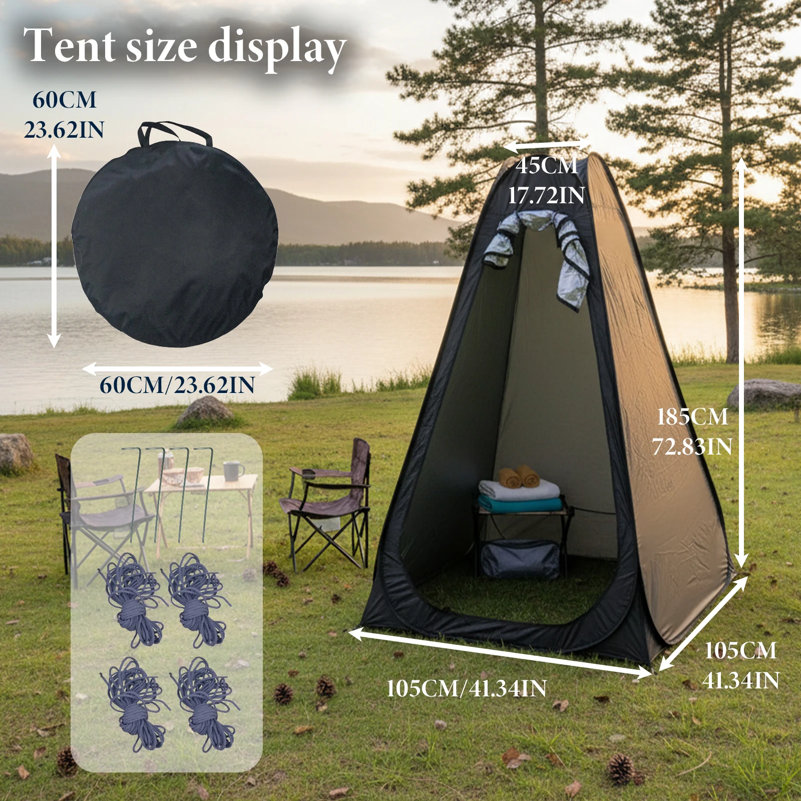 1er-Pack Tragbares Pop-Up-Duschzelt, Geräumiger Sichtschutz für Camper, Faltbares Duschzelt für Reisen mit dem Van