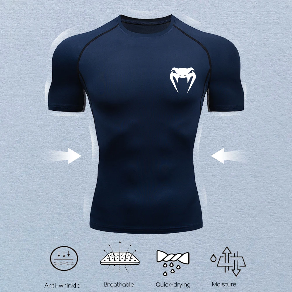 Herren Kompressionshemden Fitness Snake Print Gym Shirts Quick Dry Rashguard Kurzarm Sportbekleidung Jogging Tops T-Shirts Sommer – Detail 13