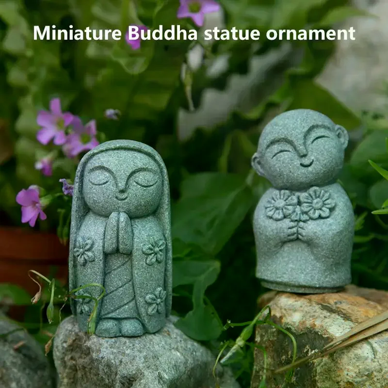 Durable Miniature Statue Exquisite Cute Little Monks Figurine Handmade Zen Garden Ornament Aquarium Decor
